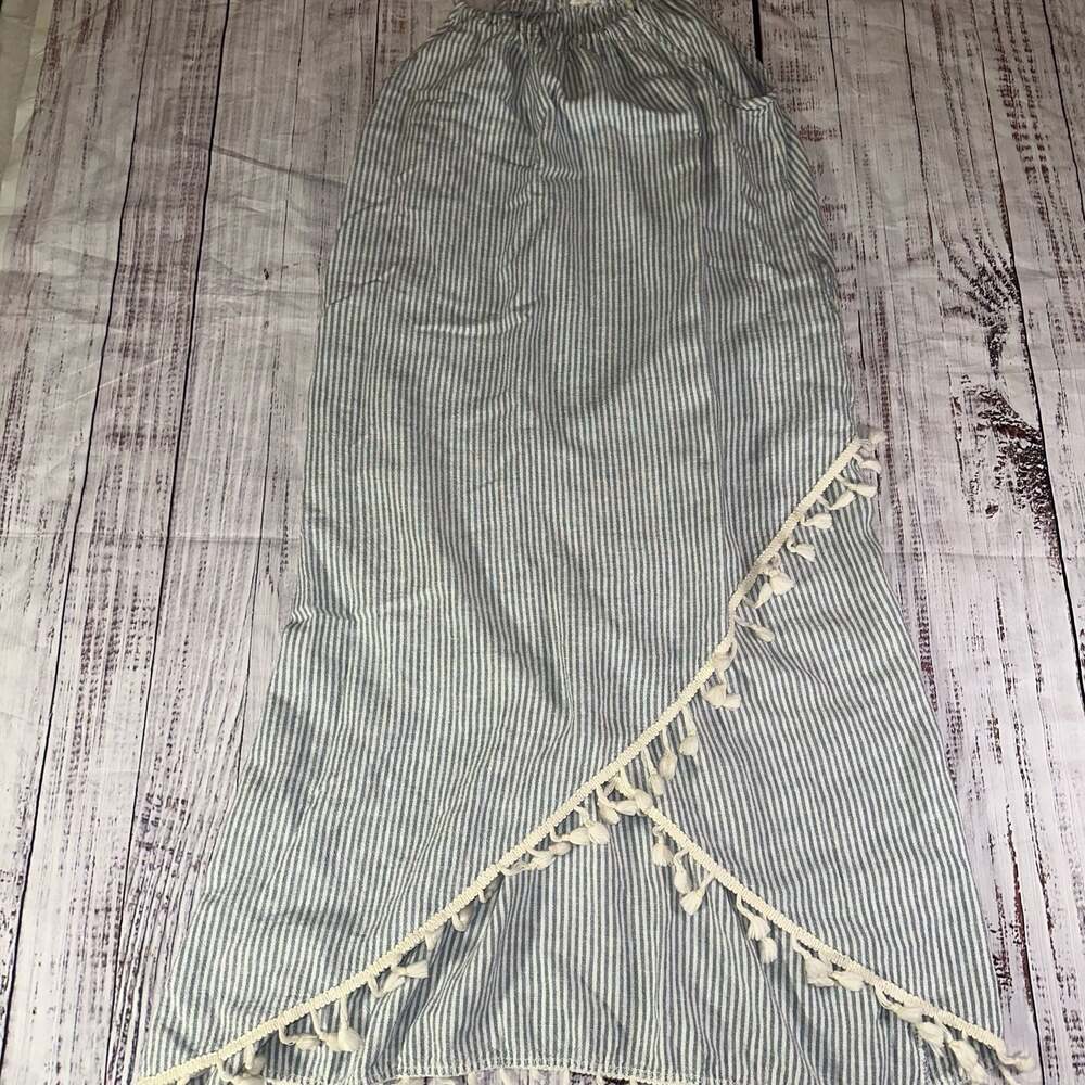 Lovely Melody Blue and White Striped Dress with Tassel Trim-Unsized